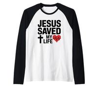 Gesù Saved My Life Christian Faith Maglia con Maniche Raglan