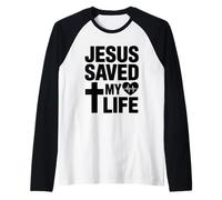 Gesù Saved My Life Christian Faith Maglia con Maniche Raglan