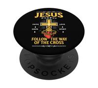 Gesù Seguire La Via Della Croce Christian Manga Streetwear PopSockets PopGrip Adesivo