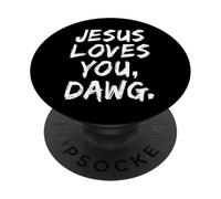 Gesù ti ama Dawg Cristiano Credente Fede Dio Religioso PopSockets PopGrip Adesivo