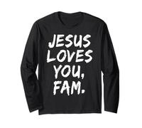 Gesù Ti AMA Fam Cristiano Credente Fede Dio Religioso Maglia a Manica
