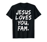 Gesù Ti AMA Fam Cristiano Credente Fede Dio Religioso Maglietta