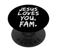 Gesù ti ama Fam Cristiano Credente Fede Dio Religioso PopSockets PopGrip Adesivo