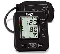 Get Fit Blood Pressure Monitor - Upper Arm Heart Rate Digital Sphygmomanometer - Electronic Reader, 99 Memory Slots 2 Users - Large Bracelet, Lcd - Black - 22-32cm