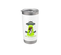 Get In Frenchie UFO Alien Abduction Cowboy Cappello Cane Bicchiere termico in acciaio inox doppia parete