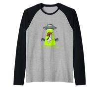 Get in Frenchie UFO Alien Abduction Cowboy Cappello Cane Maglia con Maniche Raglan