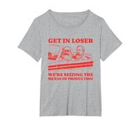 Get in Loser Karl Marx Friedrich Engels Socialista Comunista Maglietta, Donna Plus-Size, Grigio Melange, 6X