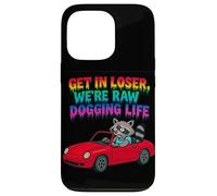 Get In Loser Siamo Raw Dogging Life Raccoon Design Custodia per iPhone 13 Pro