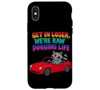 Get In Loser Siamo Raw Dogging Life Raccoon Design Custodia per iPhone X/XS