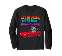 Get in Loser Siamo Raw Dogging Life Raccoon Design Maglia a Manica