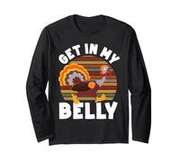 Get in My Belly Cool Turkey Divertente Ringraziamento Maglia a Manica