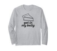 Get in My Belly Pie Ringraziamento Divertente Zucca Gioco di Parole Meme Maglia a Manica