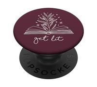 Get Lit - Simpatico libro amante lettura design (bordeaux) PopSockets PopGrip Intercambiabile