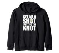 Get Me A Shot TIING The Knot Meme Addio al Celibato Felpa con Cappuccio