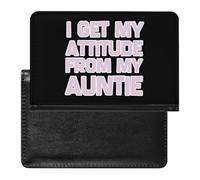 Get My Attitude from Auntie - Custodia per passaporto con scomparto per carte di credito, da viaggio, Stile:, Taglia unica