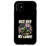 Get Off My Lawn Funny Lawn Rasaerba Bandiera Americana Festa del Papà Custodia per iPhone 11
