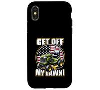 Get Off My Lawn Funny Lawn Rasaerba Bandiera Americana Festa del Papà Custodia per iPhone X/XS