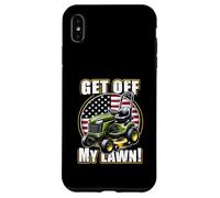 Get Off My Lawn Funny Lawn Rasaerba Bandiera Americana Festa del Papà Custodia per iPhone XS Max