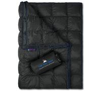 Get Out Gear - Coperta da campeggio doppia, extra imbottita, pieghevole, leggera, calda, impermeabile, per esterni, viaggi, stadio, festival, spiaggia, amaca, campeggio (nero/blu)