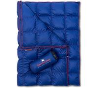 Get Out Gear Coperta da campeggio, leggera, calda e ripiegabile, ideale per viaggi con zaino in spalla, viaggi, festival, spiaggia, amaca, 650 Fill Power impermeabile (blu/rosso)