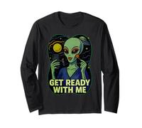 Get Ready With Me Alien Meme Divertente GRWM Extraterrestre Des Maglia a Manica