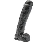 Pene finto maxi dildo vaginale anale con ventosa testicoli fallo big nero grande