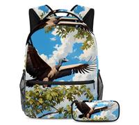 Get Set, Go - Set di 2 zaini per la scuola con astuccio, la scelta migliore per studenti impegnati, simpatico avvoltoio, Multicolore, B:29.4x20x40cm P:19x7.5x3.8cm, Zaini Daypack