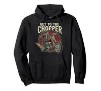 Get To The Chopper Grim Reaper Motociclista Rider Biker Felpa con Cappuccio
