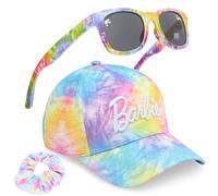 Get Trend Barbie Cappellino Bambina con Occhiali da Sole Bambina UV400 ed Elastico Capelli, Set Accessori Estate, Protezione Solare Bambini, Idea Regalo Bambine (Multi Barbie)