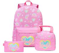 Get Trend Barbie Set Scuola 3 Pezzi Incluso Zaino Bambina, Borsa Termica Porta Pranzo e Astuccio con Zip Rinforzate, Idea Regalo (Rosa Barbie)