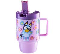 Get Trend Bluey Borraccia con Manico e Cannuccia, 500ml A Prova di Perdite Senza BPA Tazza Plastica, Riutilizzabile Travel Mug per Bevande Fredde (Viola Bluy)