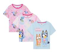 Get Trend Bluey Maglietta Bambina Pacco da 3 Morbido Traspirante Magliette Manica Corta Bimba Casual Estiva Bingo Regalo Bambini (4-5 Anni, Multi Bluey)