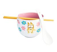 Get Trend Bluey Set Ciotole Ramen 600ml, Ciotola di Spaghetti di Riso Giapponesi con Cucchiaino Ceramica e Bacchette di Bambù, Adatto al Microonde (Multi Bluey)