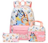 Get Trend Bluey Set Scuola 3 Pezzi Incluso Grande Zaino Bambina 46 cm, Borsa Termica Porta Pranzo e Astuccio con Zip Rinforzate, Idea Regalo (Multi Bluey)