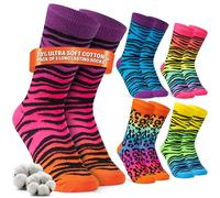 Get Trend Calzini Divertenti Donna, Pack da 5 o 6 Calze Colorate e Simpatiche per Uso Quotidiano, Lavoro, Regalo Donna Madre (37/41 EU, Multi Animal Print, Pack da 5)