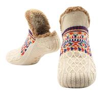 Get Trend Calzini Pantofole Uomo e Ragazzo Pile Calde, Calze Invernali da Casa Antiscivolo con Fodera Morbida, Regalo per Lui (40/43.5 EU, Beige)