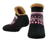 Get Trend Calzini Pantofole Uomo e Ragazzo Pile Calde, Calze Invernali da Casa Antiscivolo con Fodera Morbida, Regalo per Lui (40/43.5 EU, Nero)