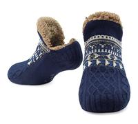 Get Trend Calzini Pantofole Uomo e Ragazzo Pile Calde, Calze Invernali da Casa Antiscivolo con Fodera Morbida, Regalo per Lui (40/43.5 EU, Marina)