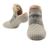 Get Trend Calzini Pantofole Uomo e Ragazzo Pile Calde, Calze Invernali da Casa Antiscivolo con Fodera Morbida, Regalo per Lui (40/43.5 EU, Grigio)