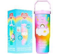 Get Trend Care Bears Bicchiere Termico con Cannuccia e Maniglia, Metallo Tazza da Viaggio 850ml, Isolamento Termico Sottovuoto a Doppia Parete (Multi Care Bears)