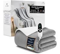 Get Trend Coperta Elettrica 130x160 cm, Plaid Riscaldante in Pile Sherpa, 9 Livelli, Timer 12 Ore, Spegnimento Automatico, Idea Regalo Cosy (Grigio Chiaro, Plaid EU)