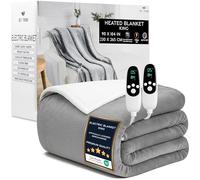 Get Trend Coperta Riscaldante Elettrica King 230x265 cm, Plaid in Pile Sherpa, 9 Livelli, Timer 12 Ore, Riscaldamento Elettrico Rapido, Idea Regalo Cosy (Grigio Chiaro, King EU)