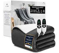 Get Trend Coperta Riscaldante Elettrica King 230x265 cm, Plaid in Pile Sherpa, 9 Livelli, Timer 12 Ore, Riscaldamento Elettrico Rapido, Idea Regalo Cosy (Grigio Scuro, King EU)