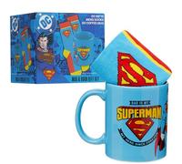 Get Trend DC Comics Superman Tazza e Calze Uomo Donna 40-45 EU, Set 2 Pz, Tazza Ceramica 315ml con Calzini Caldi, Regalo Uomo Donna (Blu/Rosso Superman)