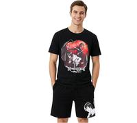 Get Trend Death Note Pigiama Uomo Cotone, Due Pezzi Maglietta a Maniche Corte e Pantaloncini, Abbigliamento da Casa, Anime Estate Regalo Uomo (XS, Nero Death Note)
