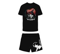 Get Trend Death Note Pigiama Uomo Cotone, Due Pezzi Maglietta a Maniche Corte e Pantaloncini, Abbigliamento da Casa, Anime Estate Regalo Uomo (L, Nero Death Note)