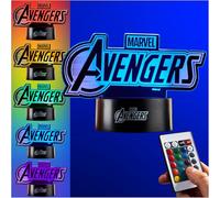 Get Trend Disney Avengers LED Luce Notturna USB & Alimentato a Batteria Luci con 16 Colori e 4 Modalità, Lampada da Comodino con Luminosità Regolabile (Multi Avengers)