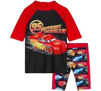 Get Trend Disney Cars Costume Piscina Bambino Set 2 Pezzi Costumi da Bagno Mare Bambini Piccoli Maglietta Piscina e Tronchi (6-7 Anni, Rosso/Nero Cars)