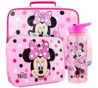 Get Trend Disney Minnie Mouse 3 Pezzi Set Pranzo, Borsa Termica Porta Pranzo per Ragazza con Bento Lunch Box e Senza BPA 640 ml Borraccia con Cannuccia, Ideale Scuola e Regali (Rosa Minnie)