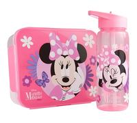 Get Trend Disney Minnie Porta Pranzo Bambini, Set 2 Pezzi con Senza BPA Bento Box 3 Scomparti e Borraccia Coperchio Apribile con Cannuccia 640 ml, Scuola Idea Regalo (Rosa Minnie)